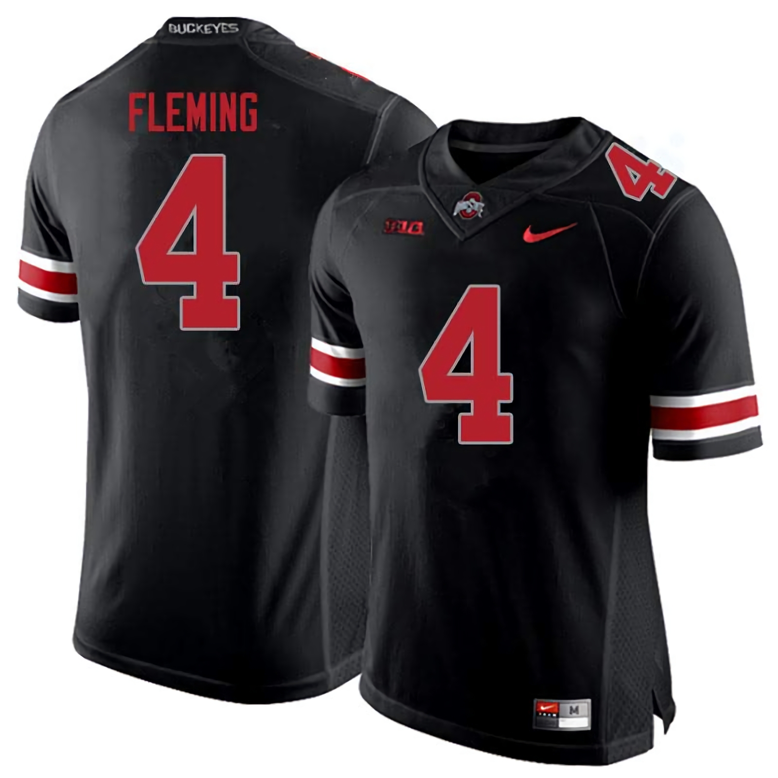 Julian Fleming Ohio State Buckeyes Men's NCAA #4 Nike Blackout College Stitched Football Jersey UZJ5456BG